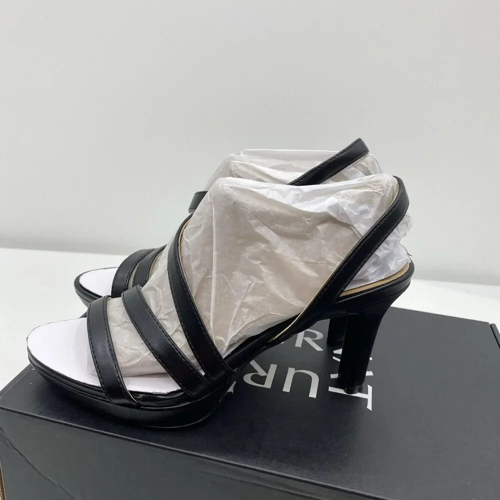 Women's Naturalizer, Brenta Strappy Sandal H9892S0002 Black Microfiber 5.5 M